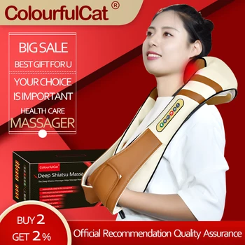 Deep Tissue Æltning Massage for hele Kroppen Bil Office Shiatsu Nakke og Skulder Massageapparat med Varme Intensitet Justerbar Mac