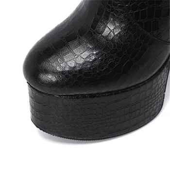 MoonMeek 2020 nye ankommer i ægte læder platform sko sexy tyk høje hæle rund tå vinter ankle boots kvinder stor størrelse 33-41