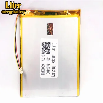 1,0 mm - 3 benet stik 3,7 V 3493100 3595100 6000mah Genopladeligt lipo batteri li-ion-polymer lithium batteri tablet pc
