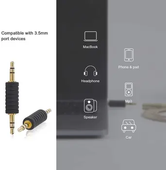 1/8 Stereo Jack til 3,5 mm Audio mand til Mand Adapter Stik Kompatibel med til TaoTronics, Mpow BH129 Bluetooth-Modtager