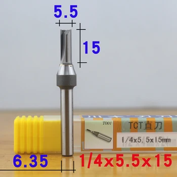 1 mm 4,5 mm-6mm Chuanmu TCT Dobbelt Kant Lige Kniv Særligt for MDF 1/4 Skaft（6,35 mm） Trimning Machine