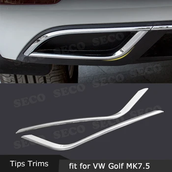 1 Par Bil Bageste Læbe Udstødning Ende Rør Tip Sticker Dækker For VW Golf 7 VII 7.5 MK7.5 2017-2019 Hale-hals Trim Strimler