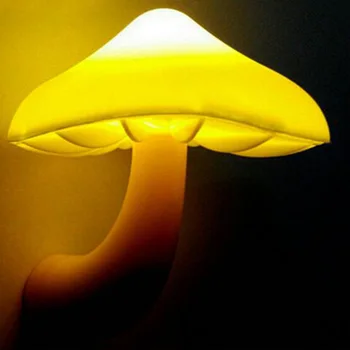 1 pc EU Stik LED Mini Gul Farve Lys Svamp på Væggen Lampe til Soveværelse Dekoration Lys-kontrolleret Luz de noche