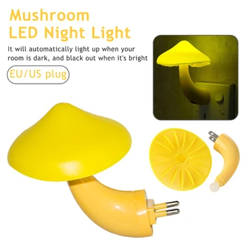 1 pc EU Stik LED Mini Gul Farve Lys Svamp på Væggen Lampe til Soveværelse Dekoration Lys-kontrolleret Luz de noche