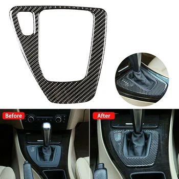 1 stk Ny Bil Gear Shift Panel Knop Cover Carbon Fiber Decal Bil Auto Skift Max Panel Cover Til BMW E90 E92 E93 Interiør