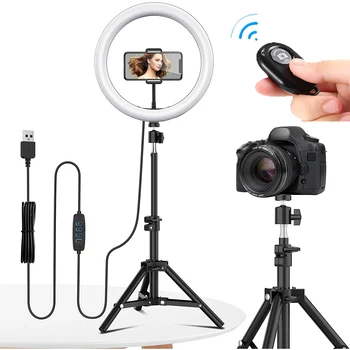 160CM Trefod telefonholder 10 Selfie Ringlight Makeup Streaming YouTube Fotografering Lampe Fjernbetjening LED-kransen Udfylde Ring Lys