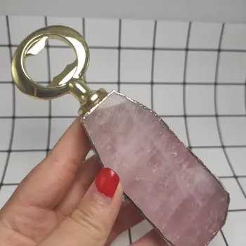 1stk Naturlige Pink krystal Øl Oplukker sten classic Cool Nøglering Proptrækker praktisk bar køkken