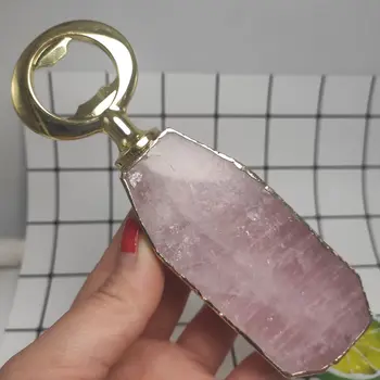 1stk Naturlige Pink krystal Øl Oplukker sten classic Cool Nøglering Proptrækker praktisk bar køkken