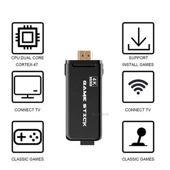 2,4 G spillekonsol 4K-FJERNSYN Dobbelt Wireless Gamepad Controller Støtte til PS1 Klassiske Spil, Retro Spil-Konsollen -Kompatibel
