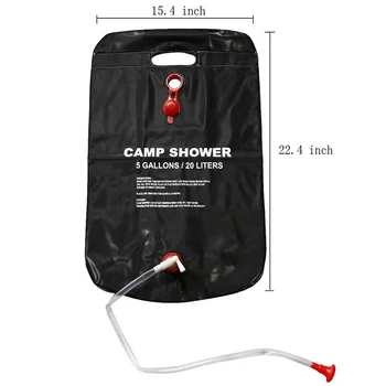 2 x 20L Camping Toilet taske - Bærbare Sol Opvarmet 5 Gallon/20 Liter Rejse Brusebad taske - Sort