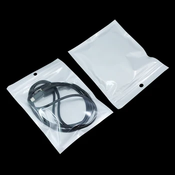 200Pcs 10.5x15cm (4.1x5.9inch) Klar Hvid Diverse Zip-Lock Emballage Poser med Hang Hul Plast Lynlås Retails Oplader, Etui