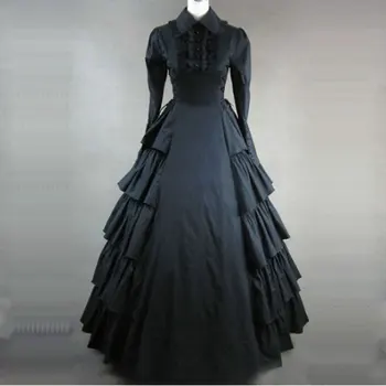 2018 Efteråret Lange Ærmer Victoriansk Gotisk Party Dress 18th Århundrede Retro Flare Ærmet Fase Vis Periode Ball Operationskitler for Kvinder