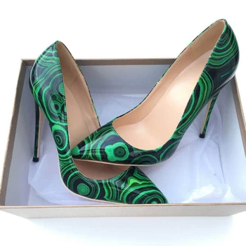 2018 Grøn farve spids tå dame pumper pu læder lavvandede kvinde højhælede pumps sexet slip-on bryllup kvinder sko, party sko