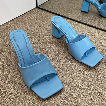 2020 Nye Brand Kvinder Slipper Pladsen Høj Hæl Slip På Flip-Flop Elegant Udendørs Sommer Sandal Kvinder Dias Sandal Plus størrelse 41