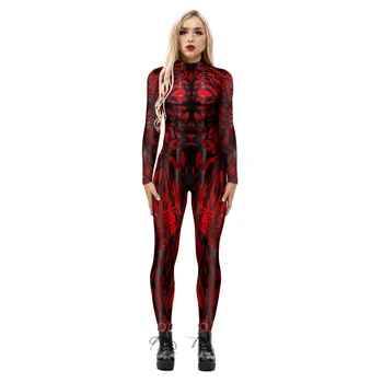 2020 Nye Halloween Kostumer til Kvinder Voksen Skræmmende Cosplay Tøj Skelet Super Hero Buksedragt Bodycon Mode Kvindelige Zebra