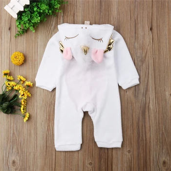 2020 Nyfødte Barn Baby Pige Tøj Søde Unicorn Flannel Buksedragt efterår og Vinter Varm Hætte Rompers Ropa Bebe Pige Tøj