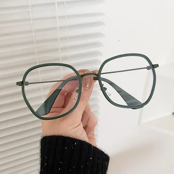 2020 Nyt Mærke Anti-blåt Lys i Klar Glas Ramme For Kvinder Vintage Alloy Square Computer-Briller Mænd Grøn Nærsynethed Brille