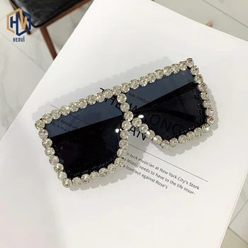 2020 Overdimensionerede Pladsen Farverige Solbriller Kvinder Store Billede Luksus Krystal Sol Briller Kvindelige Rhinestone Brillerne UV400 очки