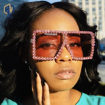 2020 Overdimensionerede Pladsen Farverige Solbriller Kvinder Store Billede Luksus Krystal Sol Briller Kvindelige Rhinestone Brillerne UV400 очки