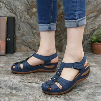 2020 Sommeren kvinders sandaler stor størrelse, non-slip let rundt hoved Romerske komfortable kile hæl platform sko kvinde