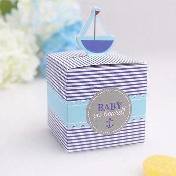 20PCS retro Part leverandør Nautiske Blå Stribet Båd Baby om bord, Lille Candy Box Chokolade emballage til Bryllup fordel Tasker