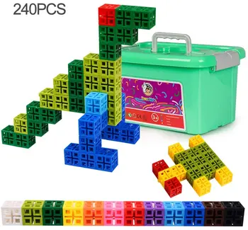240PCS Børn Cube byggesten Pædagogiske Stabling Konstruktion Toy Kit Plast Samles Legetøj til Børnehave Børn