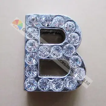 26PCS 18mm rhinestone slide bogstaver crystal brev pet krave bogstaver, alfabet slide Guld eller Splint Forgyldt fra A til Z