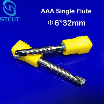 2pc AAA Grade 6mm SHK 32mm CEL Hårdmetal CNC Router Smule en Fløjte Spiral fræsere Enkelt Fløjter Fræseren Spiral PVC-Akryl