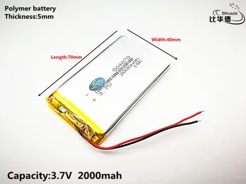 2stk Liter energi batteri God Qulity 3,7 V,2000mAH,504070 Polymer lithium-ion / Li-ion batteri til TOY,POWER BANK,GPS,mp3,mp4