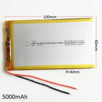 3,7 V 5000mAh 6060100 Polymer Lithium-LiPo Genopladeligt Batteri Til GPS-PSP DVD-PAD e-bog tablet pc power bank Bærbar mobil