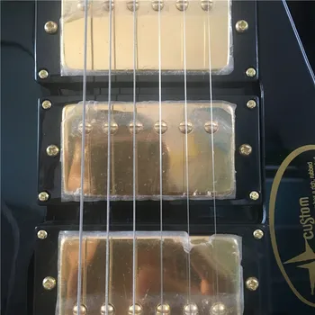 3 Custom Shop Pickupper Elektrisk guitar,Massiv Mahogni organ, der Med Sort maling og gul bindende,Golden Hardware,gratis forsendelse!