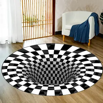 3D-Vortex Illusion Tæppe Soft non-slip Soveværelse Tæppe Hvid Sort Spiral Tæppe Rundt Stue Dørmåtte Måtter Dropshipping