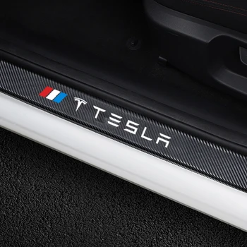 4 stk bilen dør karmen protector carbon fiber vinyl, læder for Tesla model 3 Model X-model Y-model s Auto Tilbehør