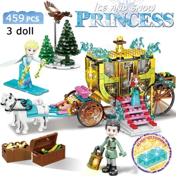 459pcs Elsa ' s Anna Magiske Ice Vogn Snow Queen Prinsesse-Serien er Kompatibel Piger Venner byggesten Mursten Legetøj