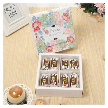5pcs Mini Mooncake Papir gaveæske Gennemsigtigt Vindue Slik Cookies Cake Box Bryllup Fordel Gave Pose Baby Shower Fest Indretning