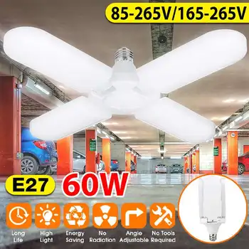60W/75W Sammenklappelig Fan Blade LED Pendel E27 85-265V 360 Grader Vinkel Justerbar Loft Lampe Garage Lys til Workshop