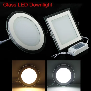 6W 9W 12W 18W Runde/Firkantede Glas LED Downlight Indbygning LED-Panel Lys Plet Loftet Ned Lys, Varm/Naturlig/Kold Hvid/3 Farve