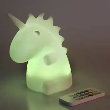 7 Farver Skiftende Unicorn LED Nat Lys Silikone Unicorn Farverige Opladning af Fjernbetjeningen Lampe Cartoon Kids Soveværelse Toy Gave