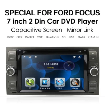 7 Inch 2 Din Bil DVD-GPS DAB-Afspiller Til Ford Focus/Mondeo/Transit/C-MAX/Fiest GPS RDS Steeling Hjul Kontrol HD1080P 8G Kort Kort