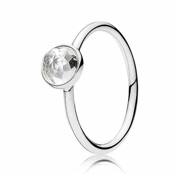 925 Sterling Sølv Ring 1:1 Måned Dråbe Med Farverige Krystal Fødselsdag Gave Kvindelig Ring DIY Pandora Fine Smykker
