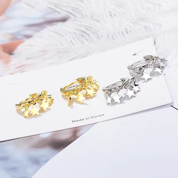 925 Sterling Sølv Stjerne Kvast Hoop Øreringe til Kvinder koreanske Trendy Øreringe Luksus Charm Guld Øreringe, Mode Smykker