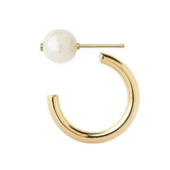 Aftagelig pearl halvdelen hoop øreringe til kvinder i rustfrit stål forgyldt minimalistisk C hoop øreringe mode koreansk stil