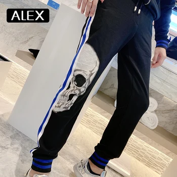Alex Plein Mænd Tøj, Træningsdragt, Rhinestones Stjernede Kraniet Sport Par Tøj- Bomuld Sweatpants Streetwear Hiphop Vinter