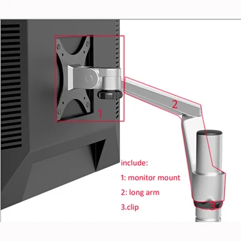 Aluminium sammenklappelig dobbelt arm monitor mount tilbehør udvidelse arm lange arm for OA-7/OA-7x/OA-3/OA-8z/OA-4s/OA-3S Monitor arm par