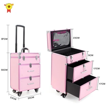Aluminiumsramme+PVC Kommode Kosmetisk Tilfælde,Makeup af Kuffert Max ,Rullende Make-up Trolley Taske Baggage ,Kosmetiske bagage