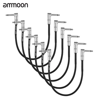 Ammoon Guitar-Effekt-Pedal Instrument Patch Kabel-30cm/ 1.0 m Lang med 1/4 Tommer 6,35 mm Sølv til Højre (3pcs/6pcs Valgfrit)