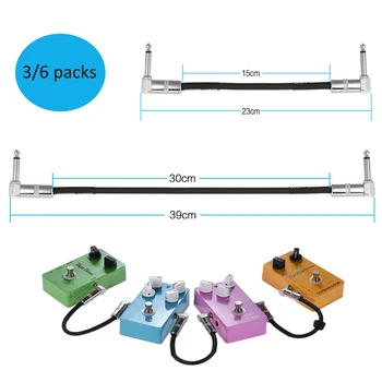 Ammoon Guitar-Effekt-Pedal Instrument Patch Kabel-30cm/ 1.0 m Lang med 1/4 Tommer 6,35 mm Sølv til Højre (3pcs/6pcs Valgfrit)