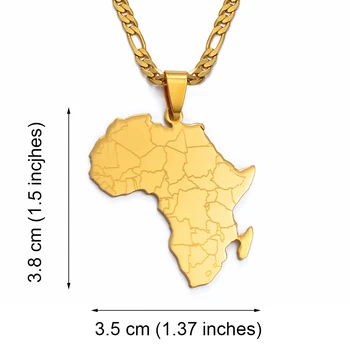 Anniyo Afrika Kort Vedhæng Halskæder Kvinder, Mænd,African National Smykker Afrikanske Land, Kort, Flag, Guld Farve Smykker #130821