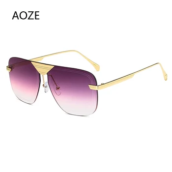 AOZE2020 Luksus mode uindfattede square stil pilot unisex oversize solbriller cool populært mærke design Casual solbriller UV400