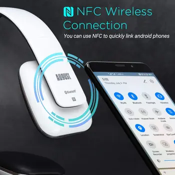 August EP636 Trådløse Bluetooth Hovedtelefoner med Mikrofon Stereo NFC Bluetooth 4.1 on-ear Headset til Mobiltelefoner, Tablet PC